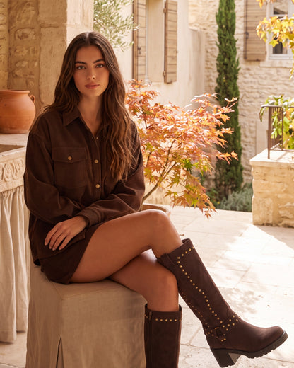 Bottes clous métalliques - MARRON