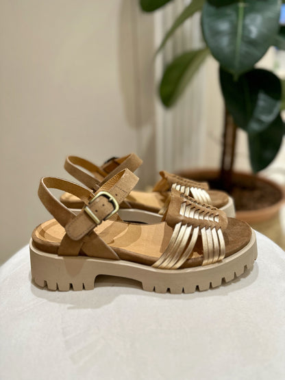 Sandales ELIZ en cuir camel - Minka