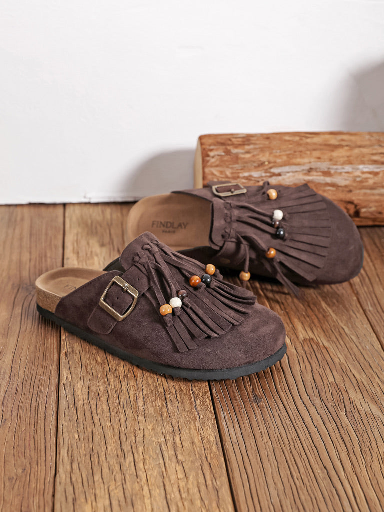 Sabots franges - MARRON