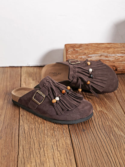 Sabots franges - MARRON