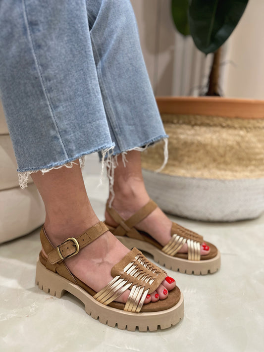 Sandales ELIZ en cuir camel - Minka