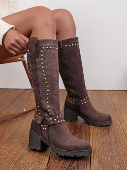 Bottes clous métalliques - MARRON
